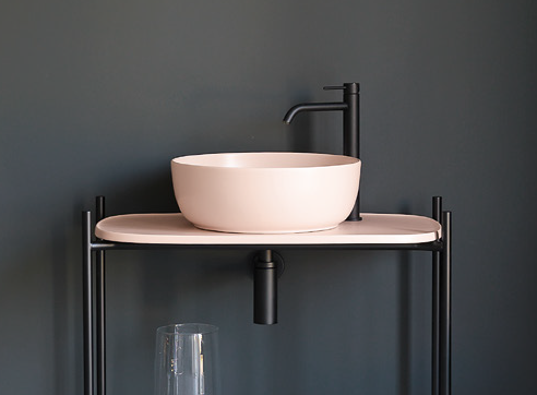 Раковина накладная, без перелива, без отверстий, цвет розовый матовый, Scarabeo Glam - 1807 54