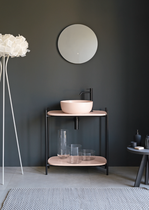 Раковина накладная, без перелива, без отверстий, цвет розовый матовый, Scarabeo Glam - 1807 54