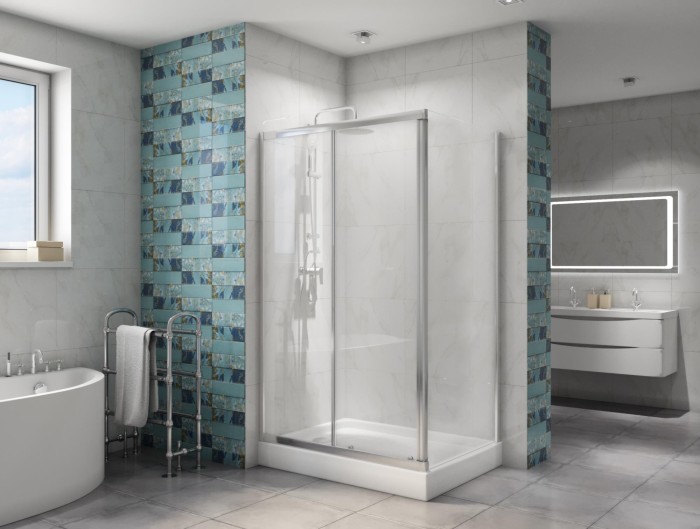 Душевой уголок 120x190 BelBagno, глянцевый хром, Due арт. DUE-AH-1-120/80-C-CR