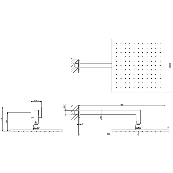 Верхний душ, подвесной, поворотная, с защитой от известкового налёта, Gessi Emporio shower, хром арт. 47368#031