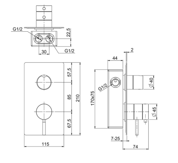 Душевая система Cisal Xion с термостатом, встраиваемая цвет нержавеющая сталь арт. set-xion2