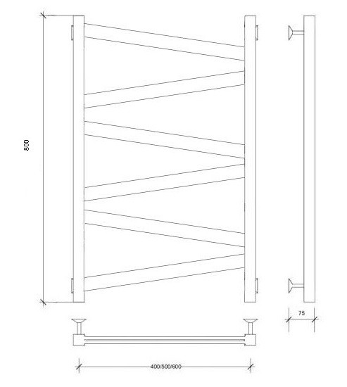 Полотенцесушитель водяной 80x60 Мирано плюс (черный) Secado арт. 4673739246757