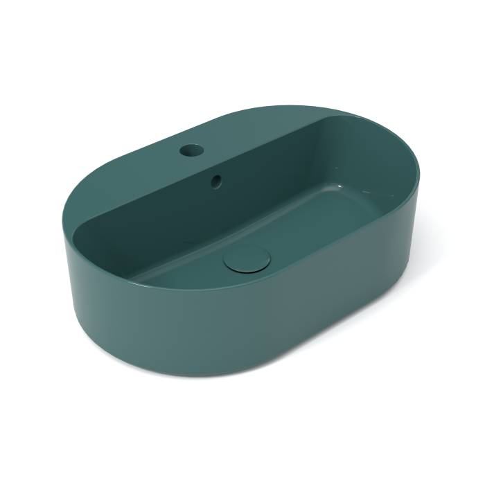 Накладная раковина с отверстием под смеситель, 60x40x17 cm, Olympia ceramica Open, зеленый глянцевый арт. OPE42OV60131