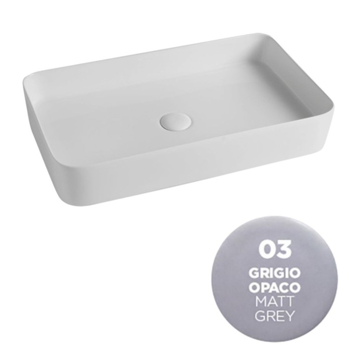 Накладная раковина 65x40xh11 см, Olympia ceramica Smash, серый матовый арт. SMA42RE65003