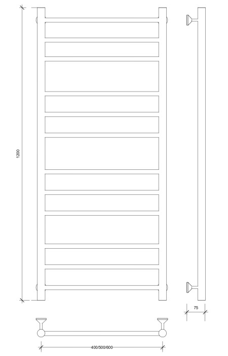 Полотенцесушитель водяной 120x50 Триада 3 (хром) Secado арт. 4603759407104