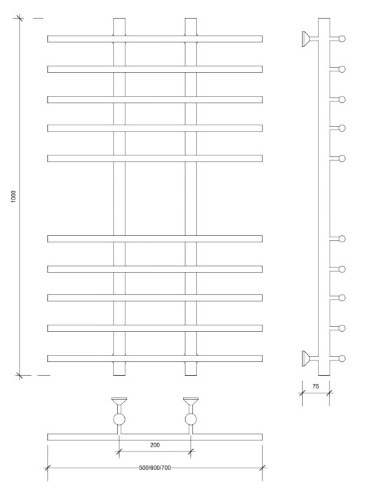 Полотенцесушитель водяной 100x20x70 Турин 4 (хром) Secado арт. 4603777447144