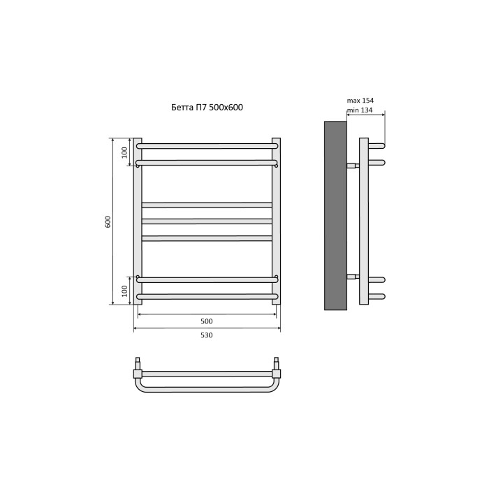 Полотенцесушитель водяной 500х600 Aquatek Бетта, хром арт. AQ KRC0760CH