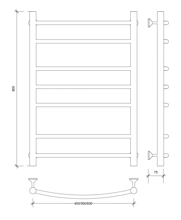 Полотенцесушитель водяной 80x50 Милан 2 (черный) Secado арт. 4673739226629