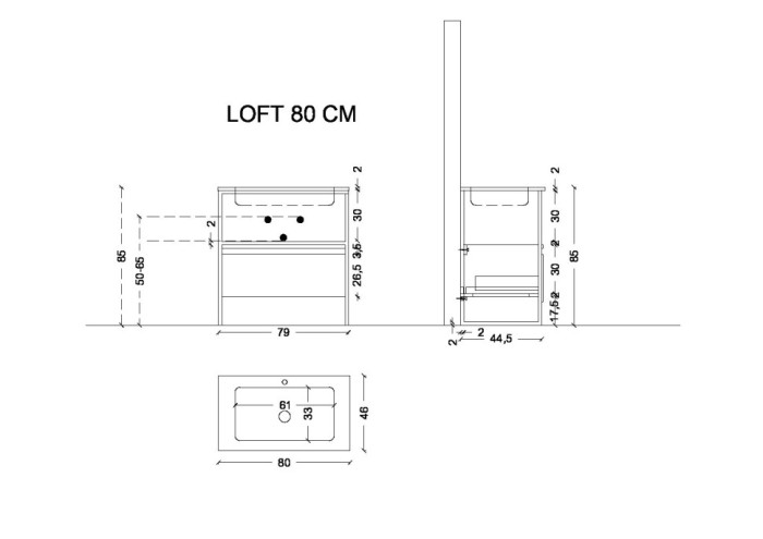 Ящик под консоль 80 light wood, 1 полка, Boheme Loft - 894-080-L