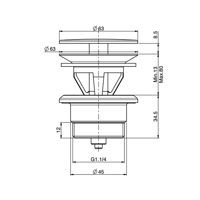 Fima Carlo Frattini Донный клапан, 1/4", Sottolavabo, F2678CR цвет: хром