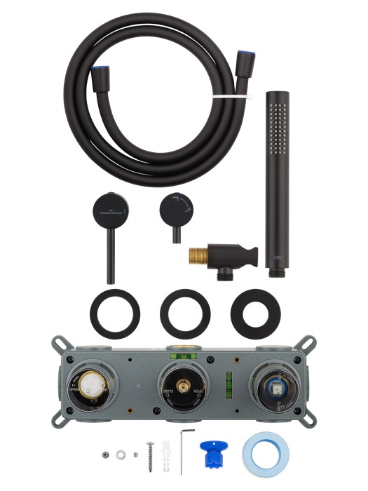 Смеситель для душевой системы встраиваемый, Wonzon & Woghand Stick, WW-838017-MB цвет: черный