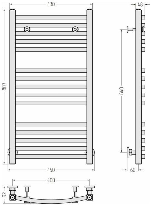 Сунержа Водяной полотенцесушитель 800x400, Аркус, 051-0251-8040 цвет: состаренная латунь