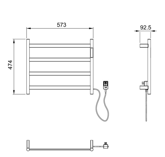 Полотенцесушитель электрический, Wonzon & Woghand Essen, WW-A404-GM цвет: графит