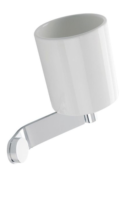 Настенный белый керамический стакан STIL HAUS Bucket, BK10(08-BI) цвет: хром