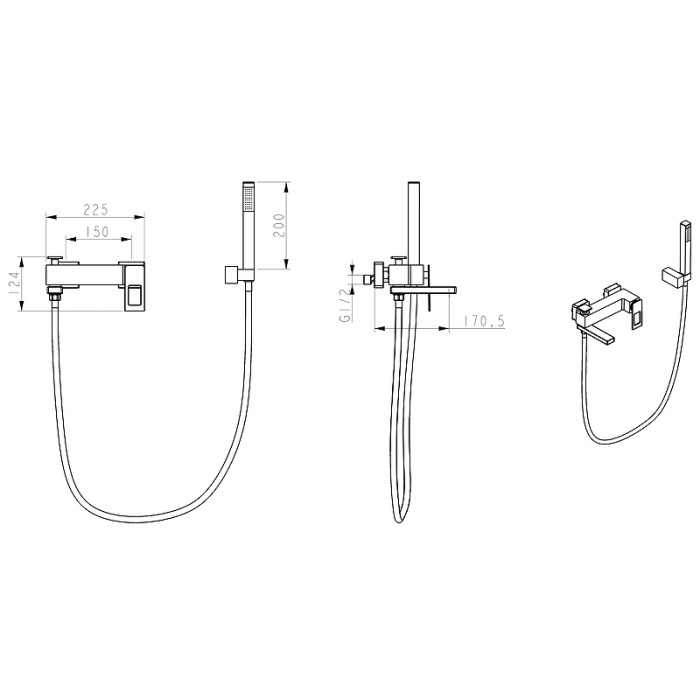 Смеситель для ванны, хром, Q Boheme 143-CRB
