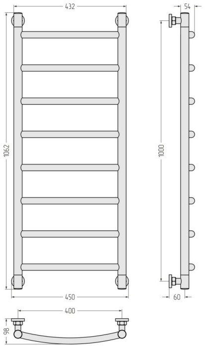 Сунержа Водяной полотенцесушитель 1000x400, Галант+, 30-0200-1040 цвет: матовый белый