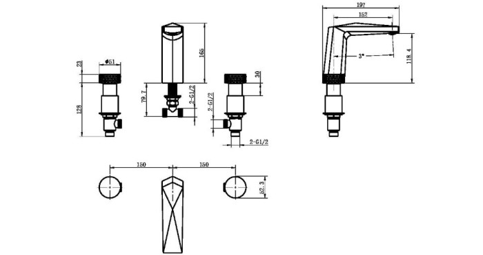 Смеситель для раковины, хром, Venturo Boheme 150-WCR-DIAMOND