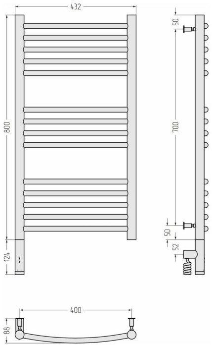 Сунержа Электрический полотенцесушитель 800x400, Богема 3.0, 032-5802-8040 цвет: матовое золото