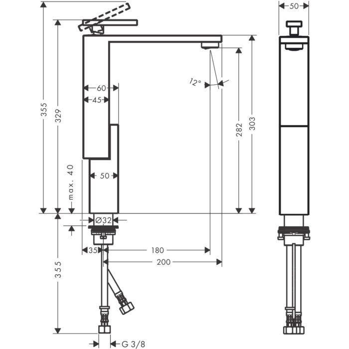 Смеситель для раковины Edge Axor, полированный черный хром арт. 46030330