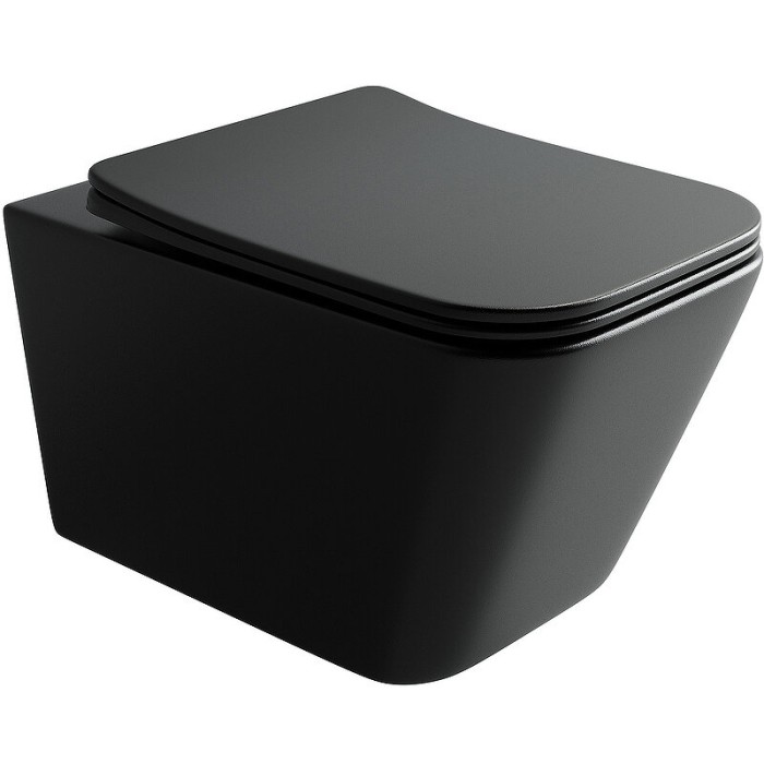 Подвесной унитаз с сиденьем Ceramicanova Metric, чёрный арт. CN3007MB
