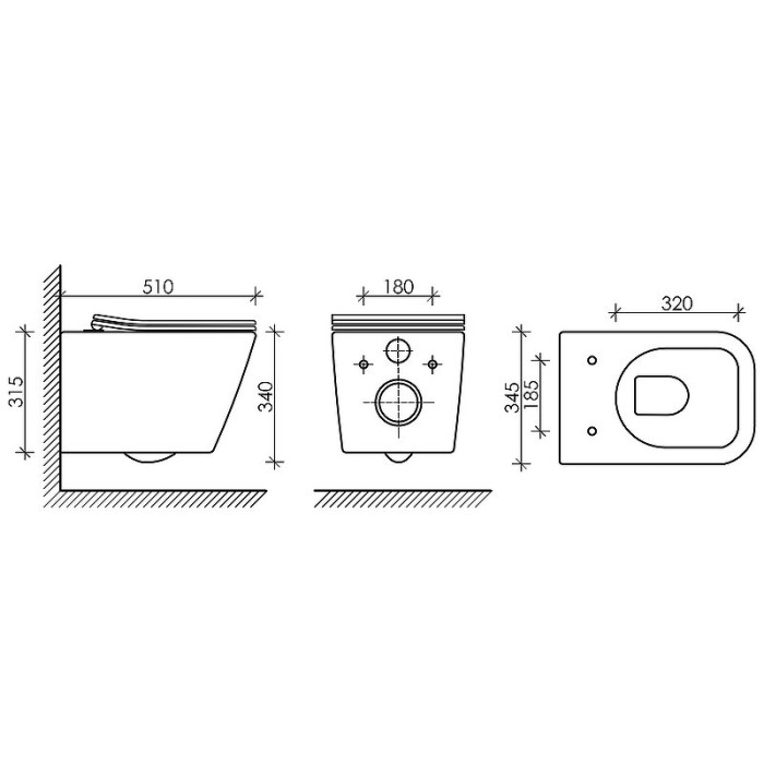 Подвесной унитаз с сиденьем Ceramicanova Metric, чёрный арт. CN3007MB