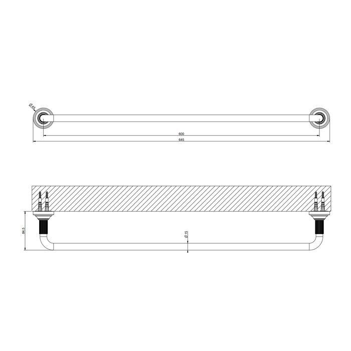 Полотенцедержатель 600 мм., Gessi Venti20, brass pvd арт. 65503#710