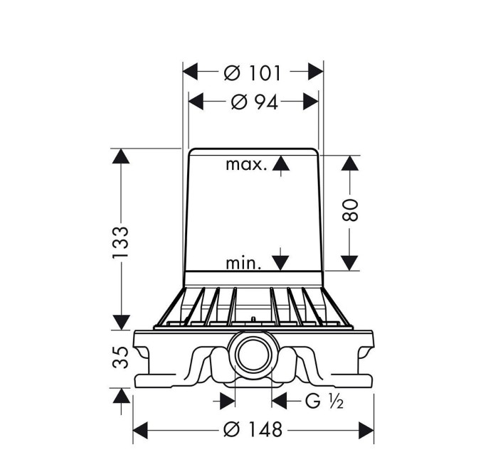 Скрытая часть для напольного смесителя Hansgrohe арт. 10452180 