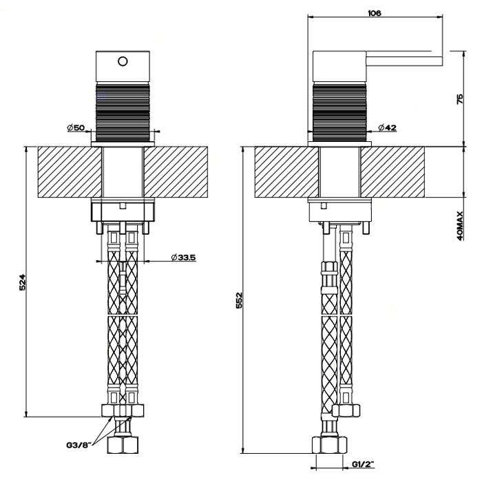 Рычаг удаленного управления, Gessi Trame, шлифованная сталь арт. 54305#239