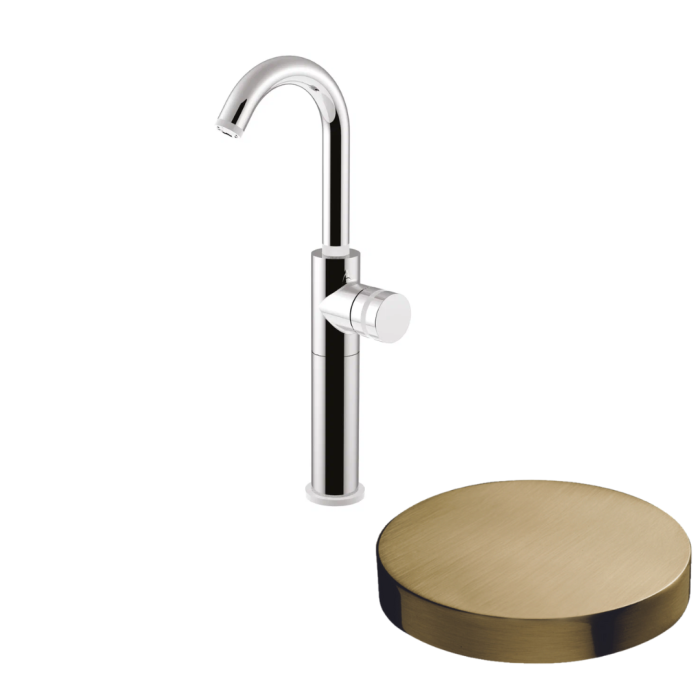 Смеситель для раковины, поворотный излив, однорычажный, Giulini My ring, золото брашированное арт. MR0085H/SCOSP