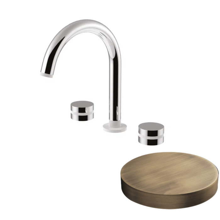 Смеситель для раковины на 3 отверстия, поворотный излив, без донного клапана, Giulini My ring, бронза матовая арт. MR0112/SCBROP