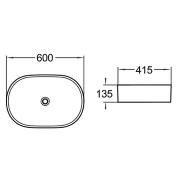 Раковина накладная 600х415х135 белая, Azario - AZ-2143P SP