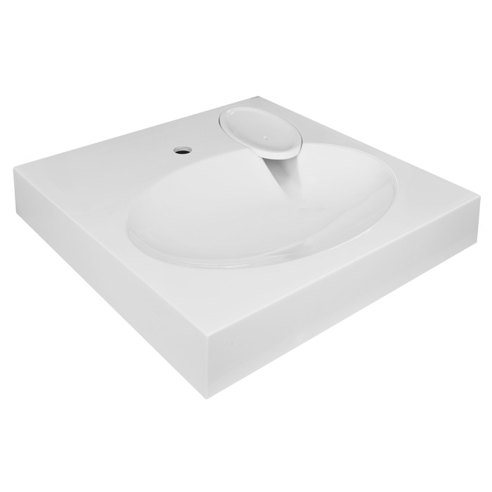 Раковина Elegance NEW 600х600х100 литьевой мрамор, сифон в комплекте, белая, Azario Elegance - CS00086606