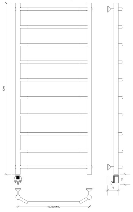 Полотенцесушитель электрический 120x60 Агата 1 Secado арт. 4673739230749
