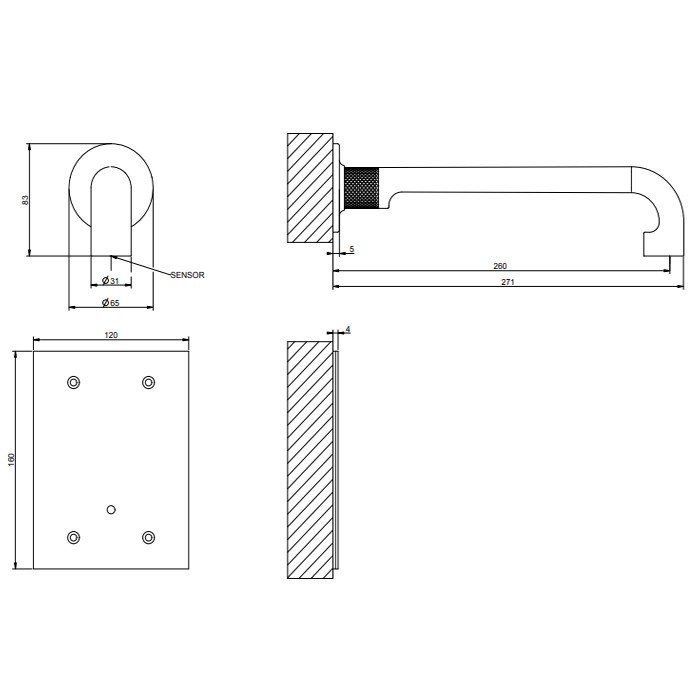 Встраиваемый электронный смеситель для раковины, Gessi Inciso, хром арт. 58107#031