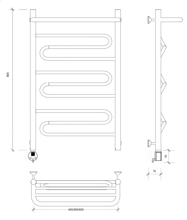 Полотенцесушитель электрический 80x50 Валенсия 1 СП Secado арт. 4673739232835