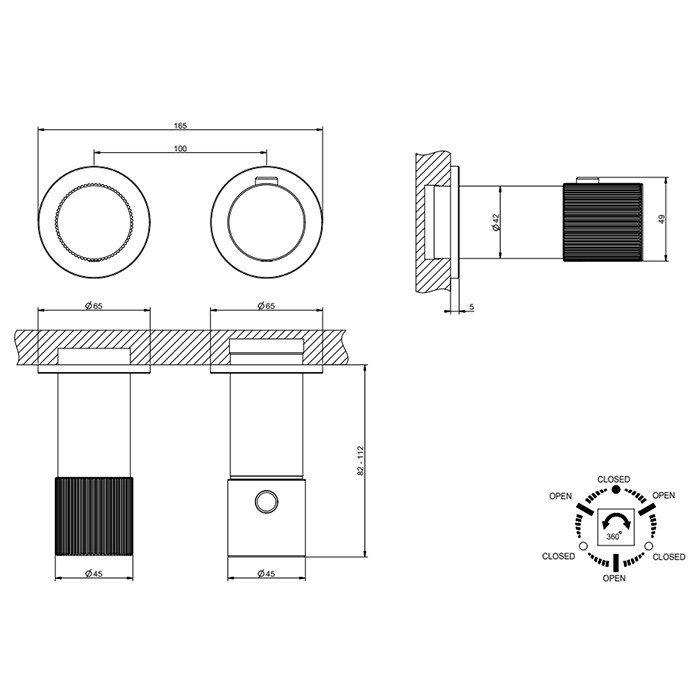 Смеситель для душа, встраиваемый, термостатический, с переключателем на 3 положения, Gessi Habito Rigato, black metal pvd арт. 70536#706