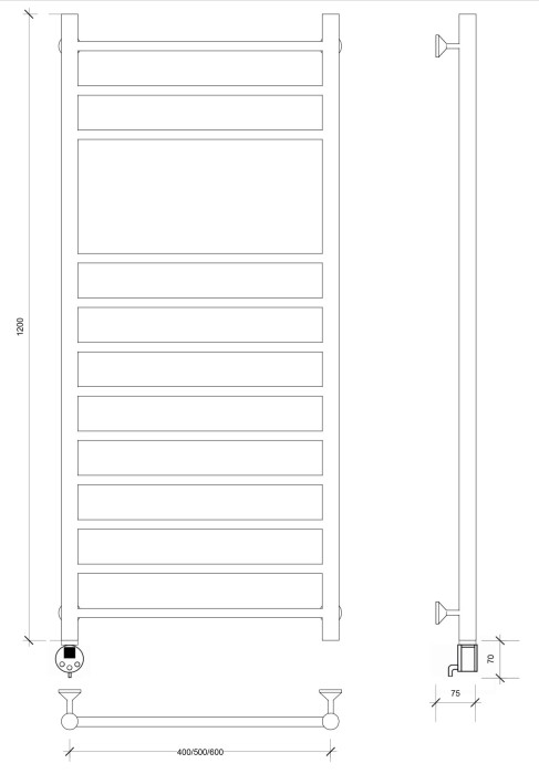 Полотенцесушитель электрический 120x40 Триада 5 Secado арт. 4673739243640