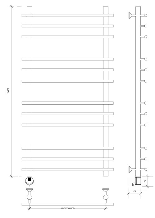 Полотенцесушитель электрический 100x40x50 Турин плюс Secado арт. 4673739245651