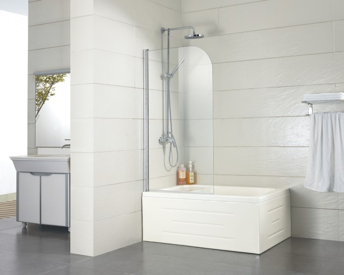 Шторка для ванны 800х1400, прозрачное стекло 5 мм, цвет профиля серебро  Merrit, Azario арт. AZ-NF6211 800