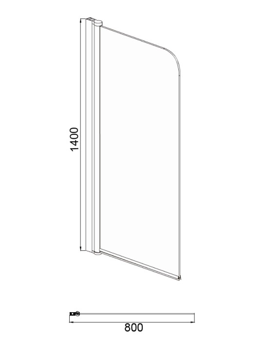 Шторка для ванны 800х1400, прозрачное стекло 5 мм, цвет профиля серебро  Merrit, Azario арт. AZ-NF6211 800