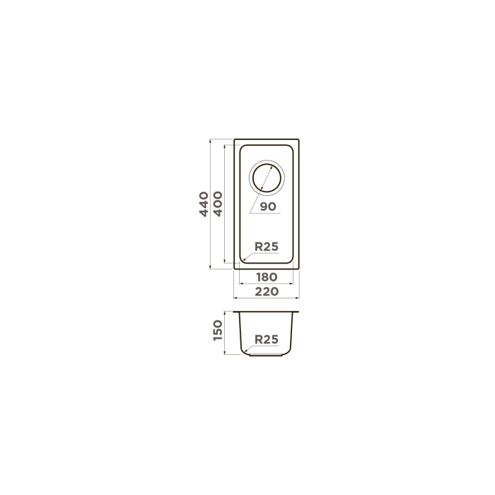 Кухонная мойка Omoikiri Tadzava 22-U, цвет I-IN нерж. сталь, цвет нержавеющая сталь арт. 4993734