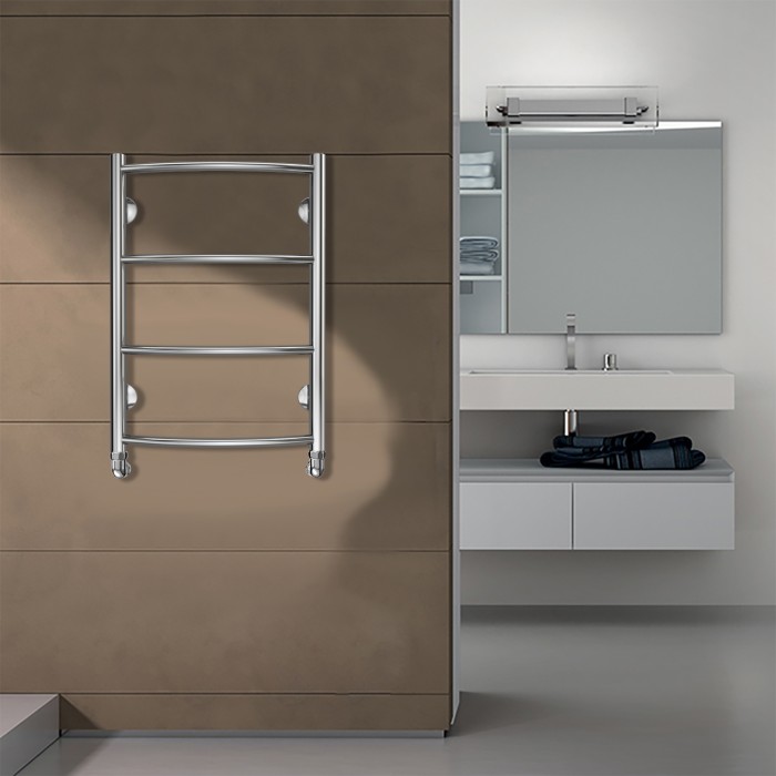 Полотенцесушитель водяной 400/600 4 секции, нижнее/диагональное подключение, 1/2", хром, Verona Azario - AZ04146