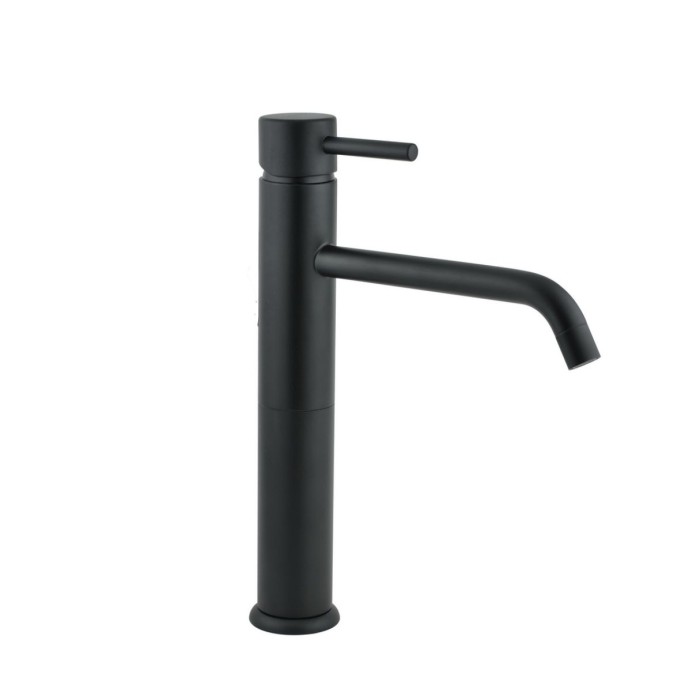 Высокий однорычажный смеситель для раковины с удлиненным изливом, гибкая подводка, без донного клапана, Giulini Futuro, черный матовый арт. 6539/SCNO
