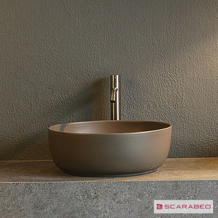 Раковина накладная, без перелива, без отверстий, цвет песочный матовый, Scarabeo Glam - 1808 52