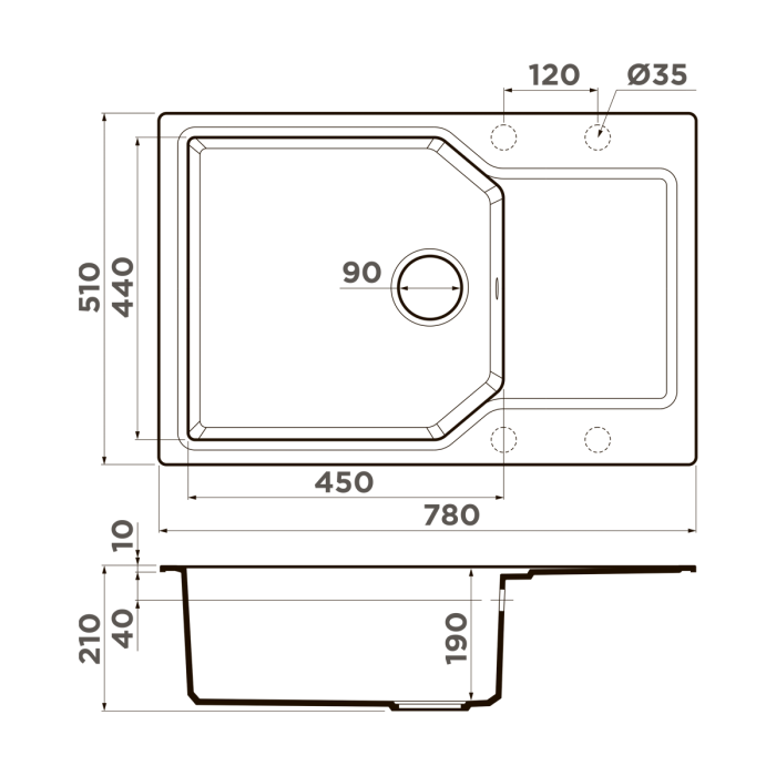Кухонная мойка Omoikiri Yonaka 78-LB-DC Artgranit, цвет темный шоколад арт. 4993340