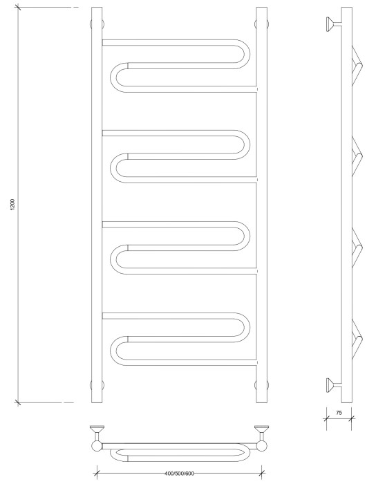 Полотенцесушитель водяной 120x60 Валенсия 1 (хром) Secado арт. 4603777446055