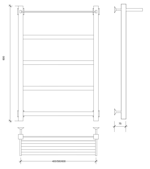 Полотенцесушитель водяной 60x40 Корсико 1 СП (хром) Secado арт. 4603777473594