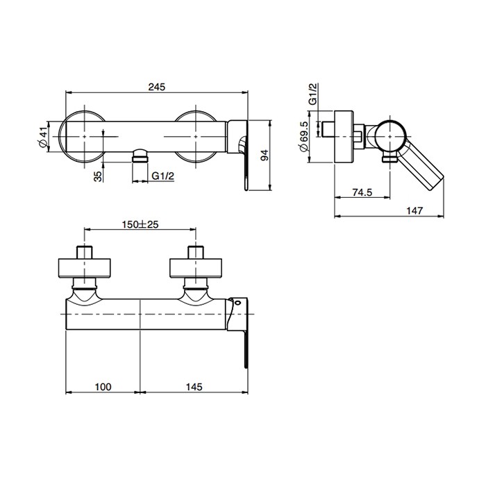 Fima Carlo Frattini Смеситель для душа, настенный, Flo, F3135/1CR цвет: хром