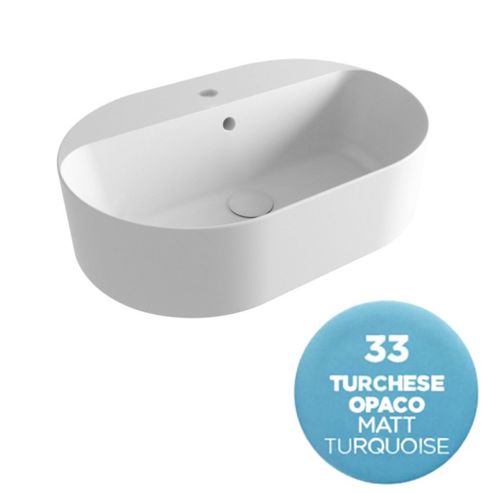 Накладная раковина с отверстием под смеситель, 60x40x17 cm, Olympia ceramica Open, голубой матовый арт. OPE42OV60133