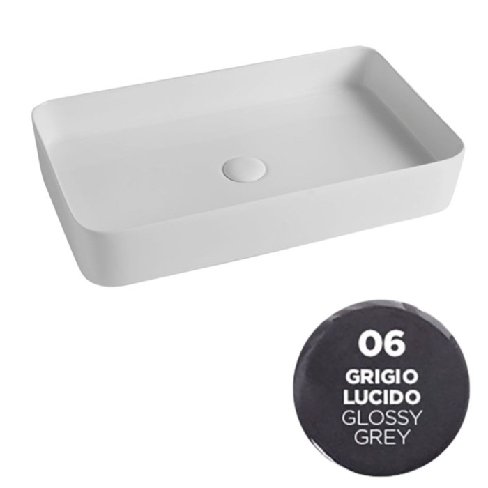 Накладная раковина 65x40xh11 см, Olympia ceramica Smash, серый глянцевый арт. SMA42RE65006